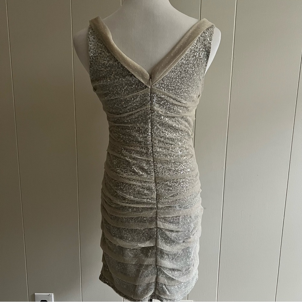 Express Silver Sequin Mesh Mini Dress – Size 6 - Picture 13 of 16